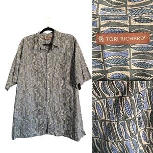 Tori Richard Men’s Button Down Shirt Blue Green size 2X